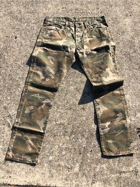 Ralph Lauren DENIM SUPPLY Camo US Flag Pants Distressed Slim Fit Jean (SZ 36)